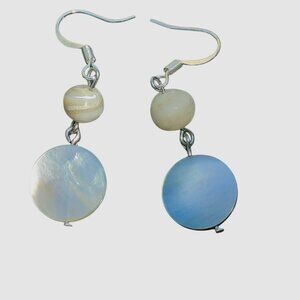 Mother of pearl and shell earrings with 925 silver plated earwires handmade
